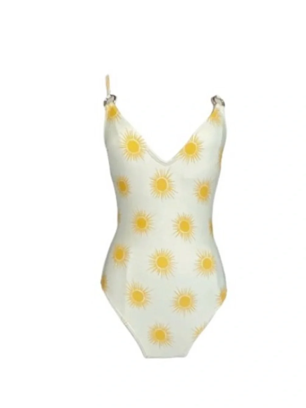 NWT Kate Spade White and Yellow Sunburst Strappy One-Piece Swimsuit size S